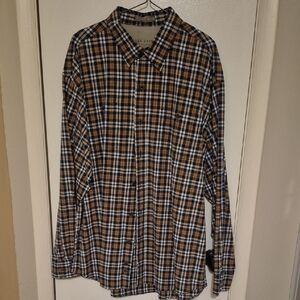 Haggar  Xl Plaid Men's Shirt Navy Khaki